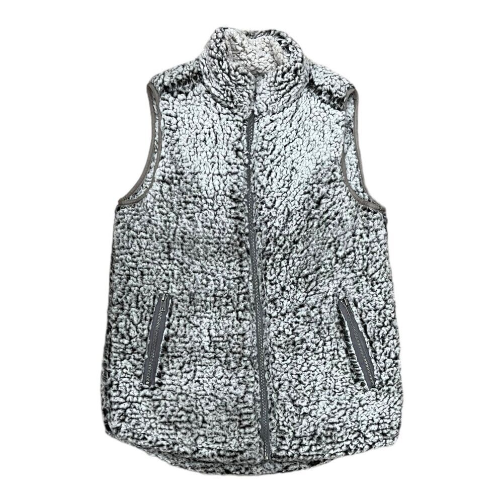 Thread + Supply Charcoal Sherpa Full Zip Fuzzy Vest XS